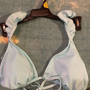 Light Blue Ruffled Bikini Top